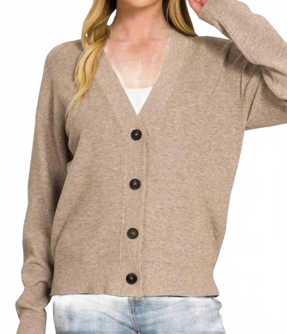 NEW ZENANA viscose sweater cardigan in heather mocha